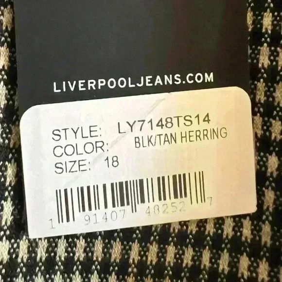 NWT Liverpool Reese Slim Straight Leg Black Tan Herringbone Pants Size 18w - Picture 3 of 9